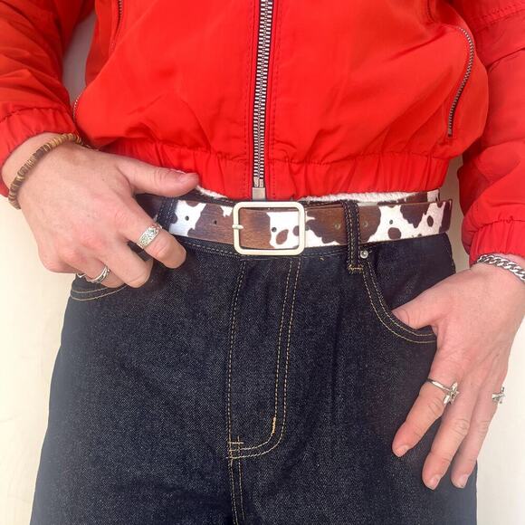 y2k 2000s western brown and white cow belt - Picture 7 of 9